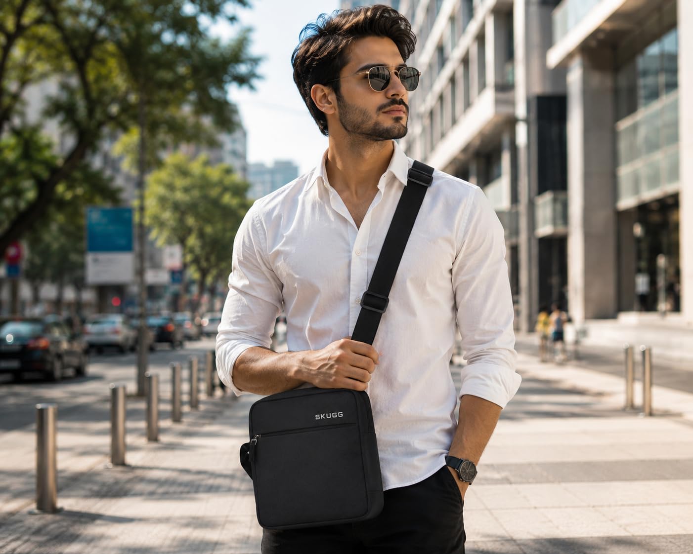 Compact Crossbody Sling Bags for Men & Women |10 Inch Stylish Padded Mini Sling Bag | Travel Side Bag Office Bag Shoulder Bag Travel Pouch Leisure Bag Money Bag for Unisex Adults-Black-image-46
