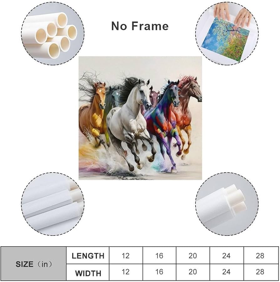 Amazon.co.jp: 絵画 走っている馬の群れインテリア 絵画 落書き風の
