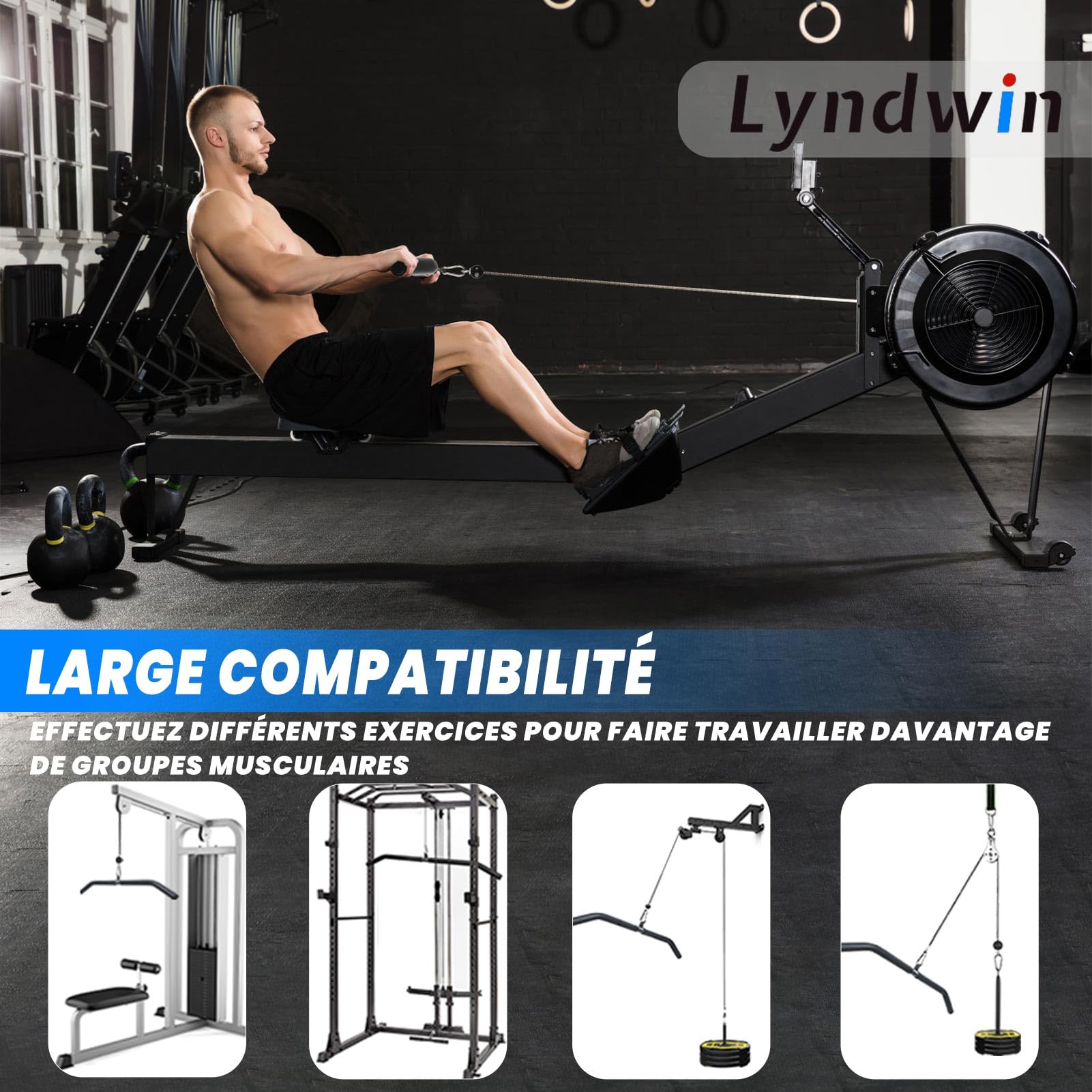 Barre Tirage Musculation, Triceps Biceps Barre de Tirage Musculation Dos en Acier Noir, Prise Large Barre pour Poulie Musculation Appareil Accessoire Sport à Maison