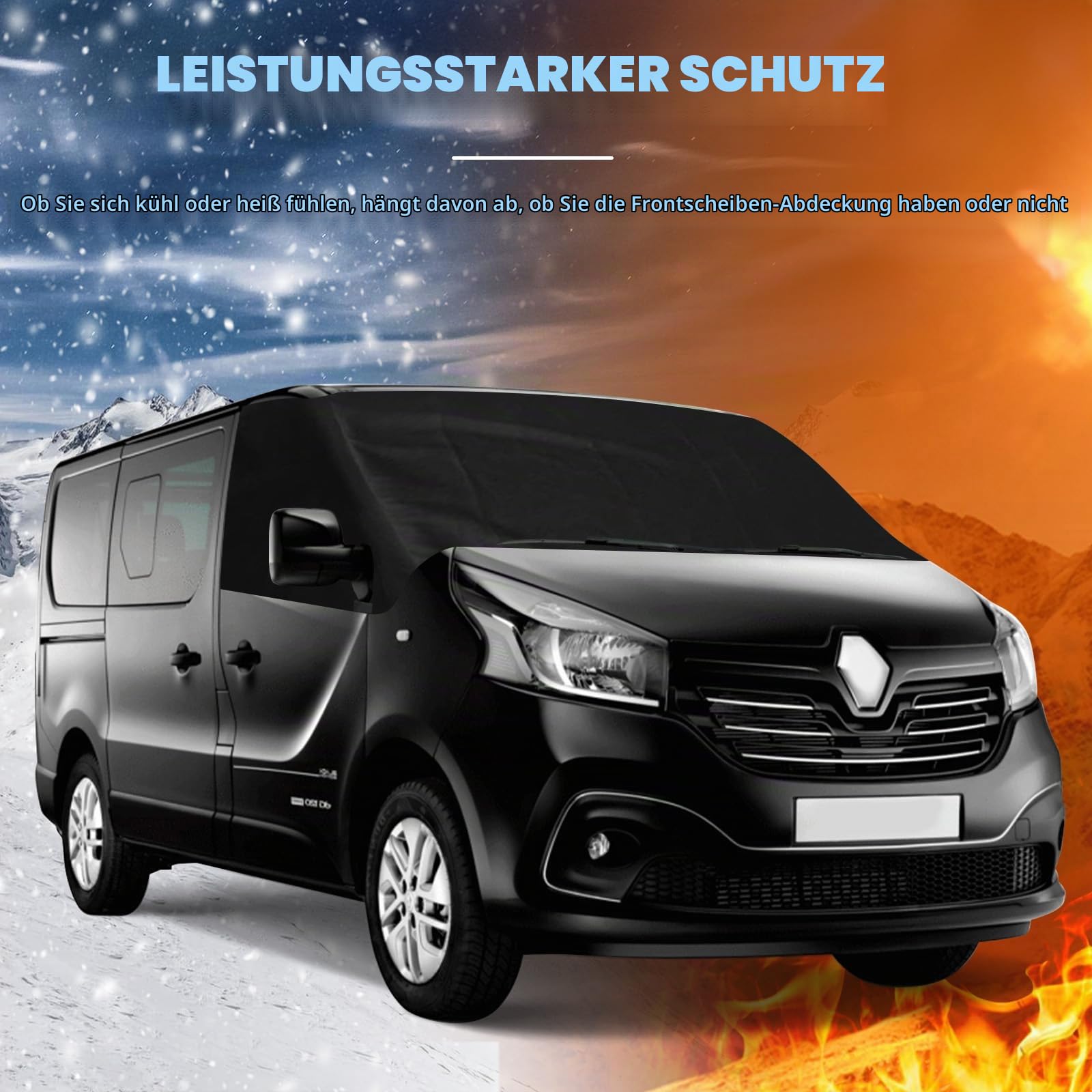Auto Windschutzscheiben Abdeckung Ersatz für Renault Trafic 2014-2026 | 600D Luxus Sonnenschutz, Verdunkelung Thermomatten, Blockiert UV Strahlen Wetterfeste Eisschutz Frontabdeckung Wrap Cover