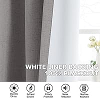 Vista 117 de H.VERSAILTEX Cortinas 100% opacas con aislamiento térmico, texturizadas, de lino, con bloqueo completo de calor y luz, para sala de estar y Negro