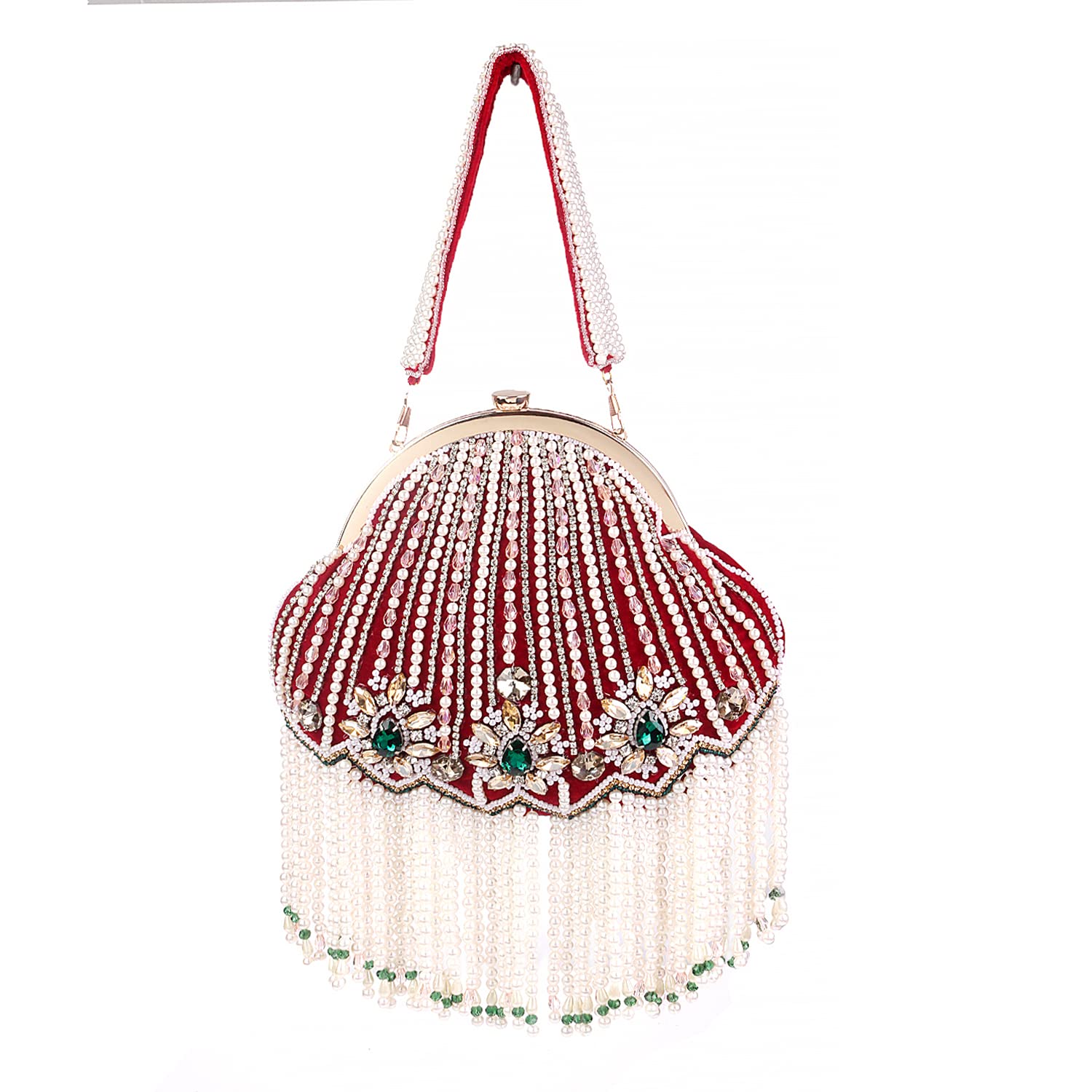 SWISNI Hot Pink Stunning Crystal With Heavy Pearls Nd Friges Designer Pouch Clutch Bag II Womens Traditional Designer Clutch For Women & Girls II BATUA BAGS (B0BL7BDPLF) Amazon Price History, Amazon Price Tracker
