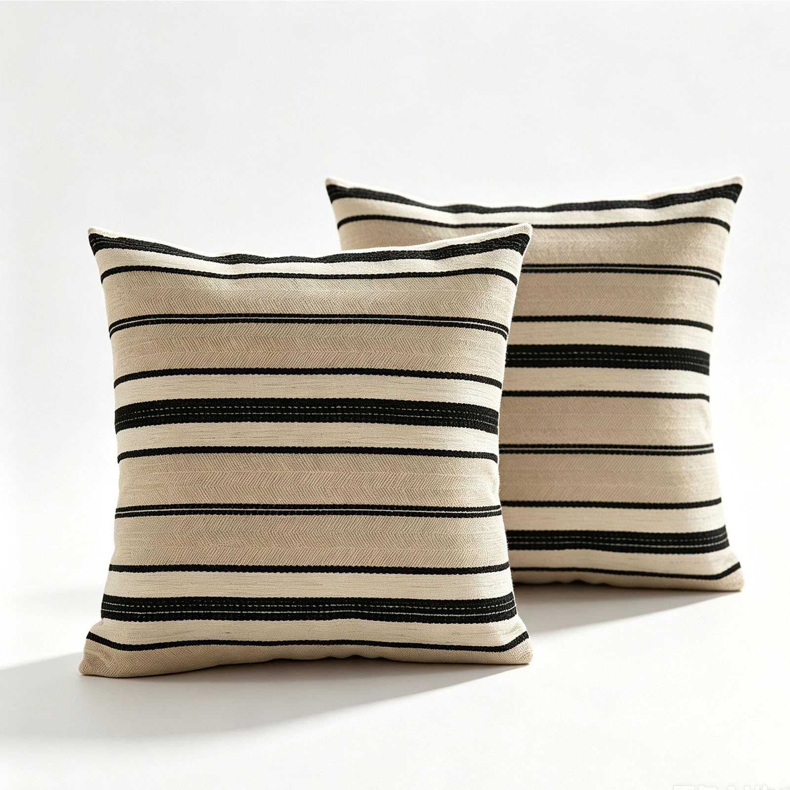 BCCIAPLN Decorative Bohemian Striped Throw Pillow Cover, Woven Textured Farmhouse,khaki black