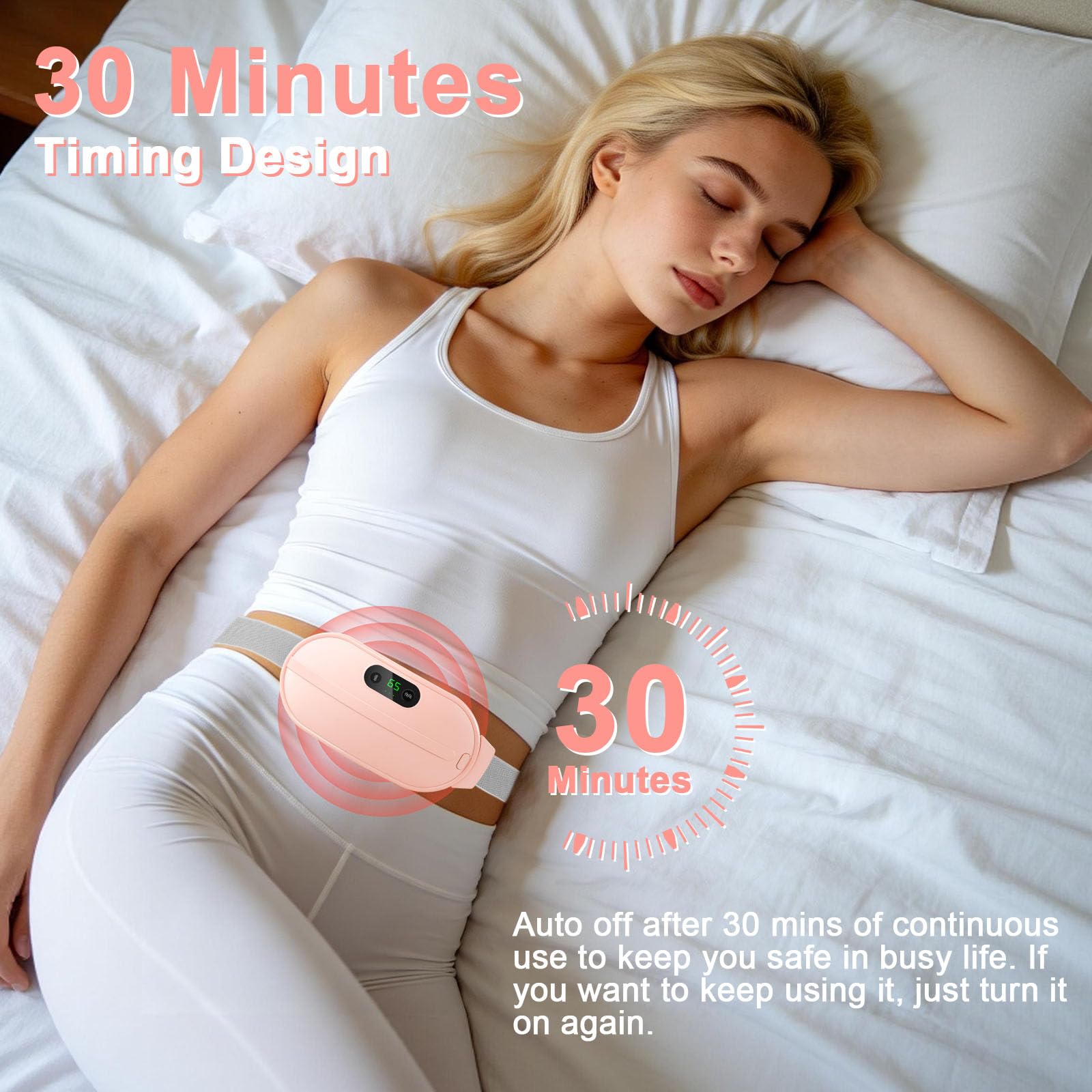Ceinture chauffante regle douloureuse, iklestar 5000mAh Coussin chauffant pour les crampes menstruelles avec 6 modes de chaleur et de massage, ceinture regles douloureuses et les crampes dorsales