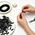 100Pcs Black Bamboo Beads Craft Necklace, 12 mm Transparent Bamboo Joint Bead, Natural Black Agate Stone Tube Beads, DIY Craft Loose Bead for Necklace Bracelet Earring Jewelry Making