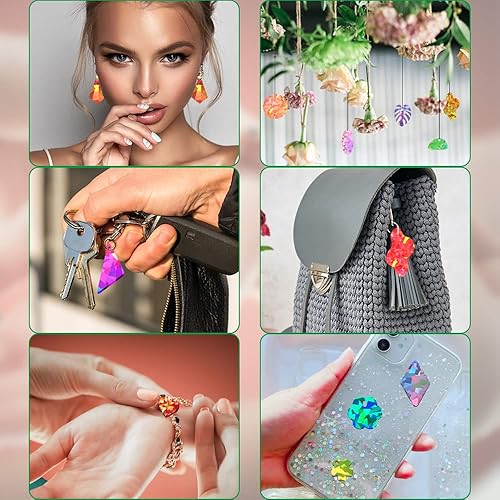 Miniatura 9 de FineGood - 4 moldes de resina holográfica para aretes, moldes geométricos de silicona para joyería y collar