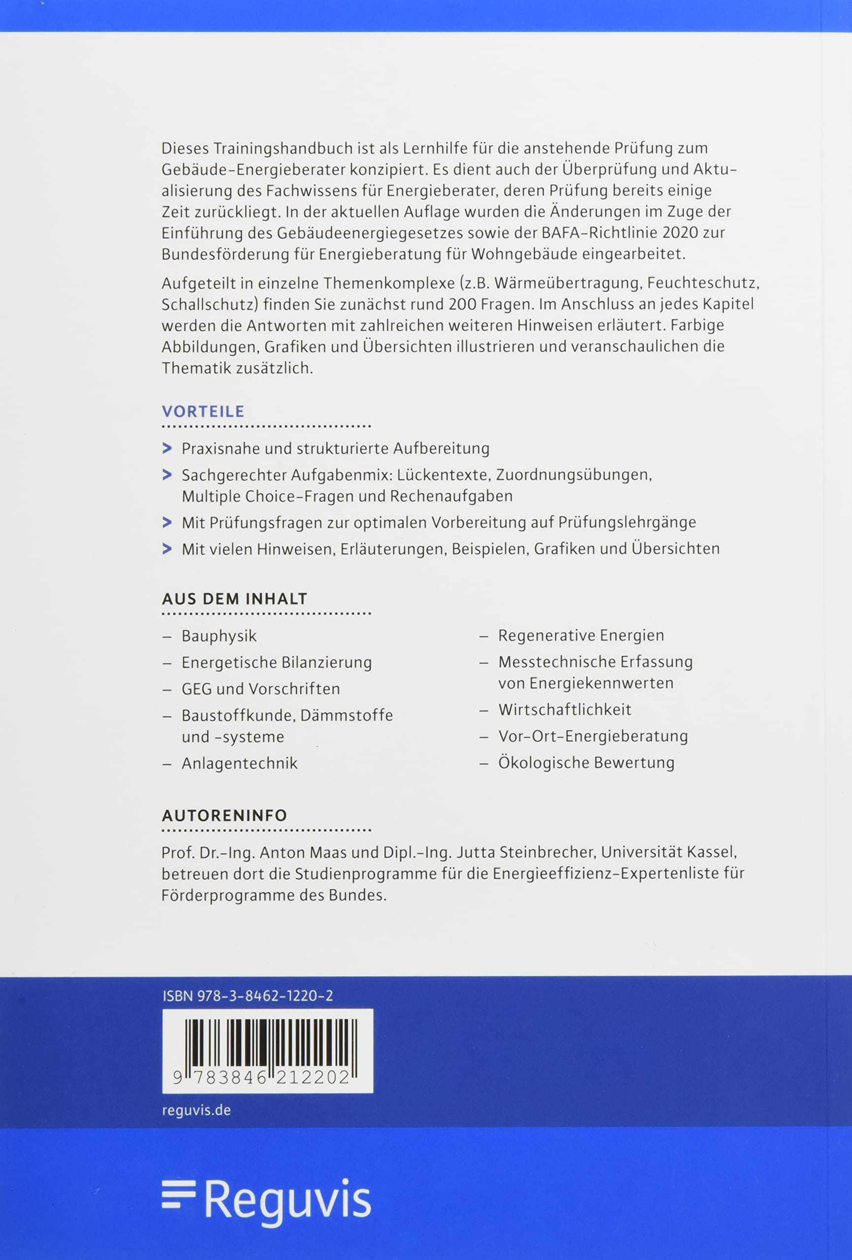 Trainingshandbuch für Energieberater: Lernhilfe, Prüfungsfragen und Aktualisierung des Fachwissens