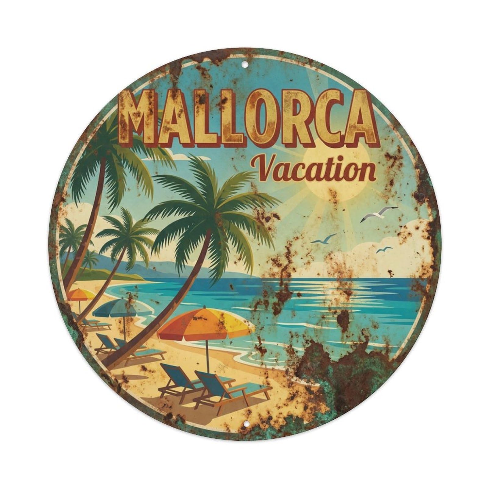 Tgrcjimh Style Metal Tin Sign Vintage Travel Mallorca Spain Holiday