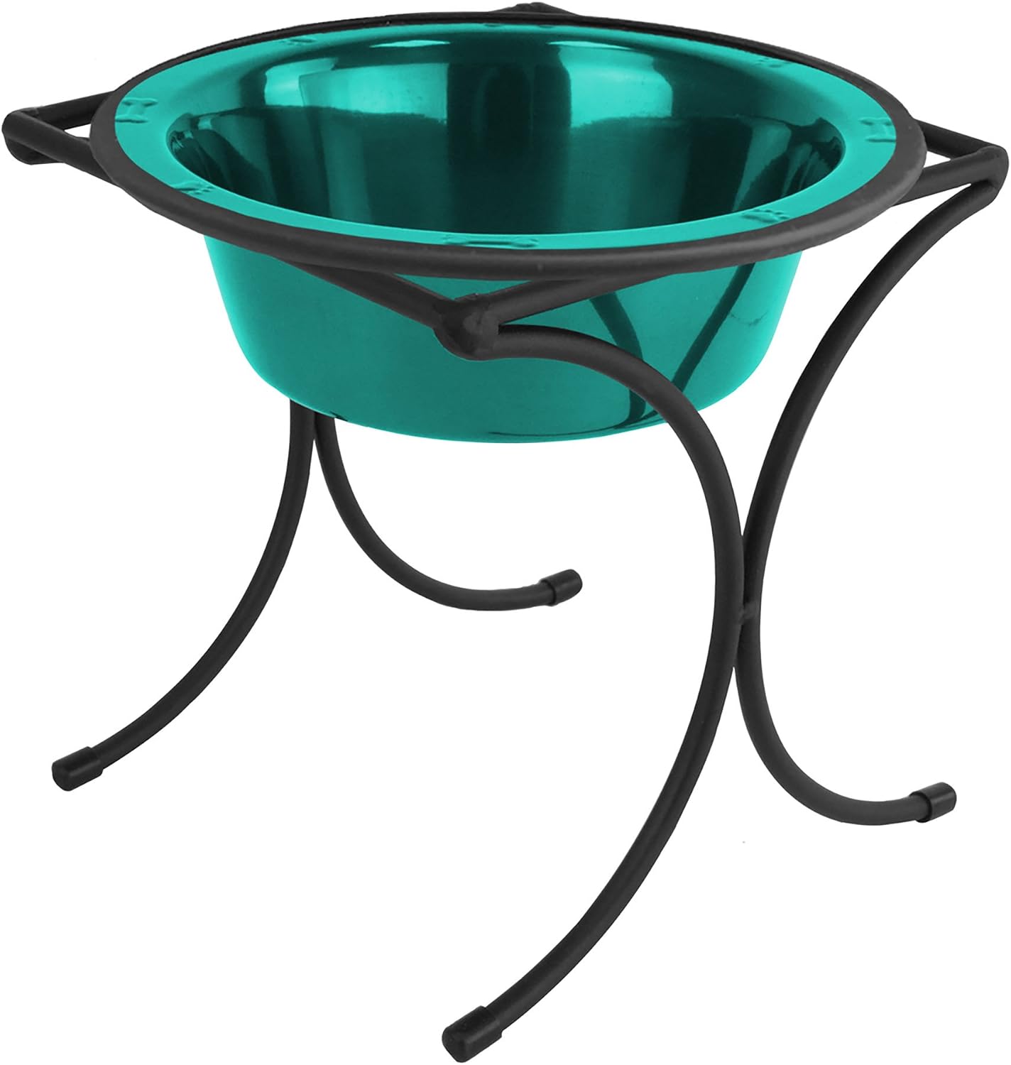 Platinum Pets 12 Cup Bistro Single Raised Feeder with Stainless Steel Wide Rimmed Bowl, Caribbean Teal
