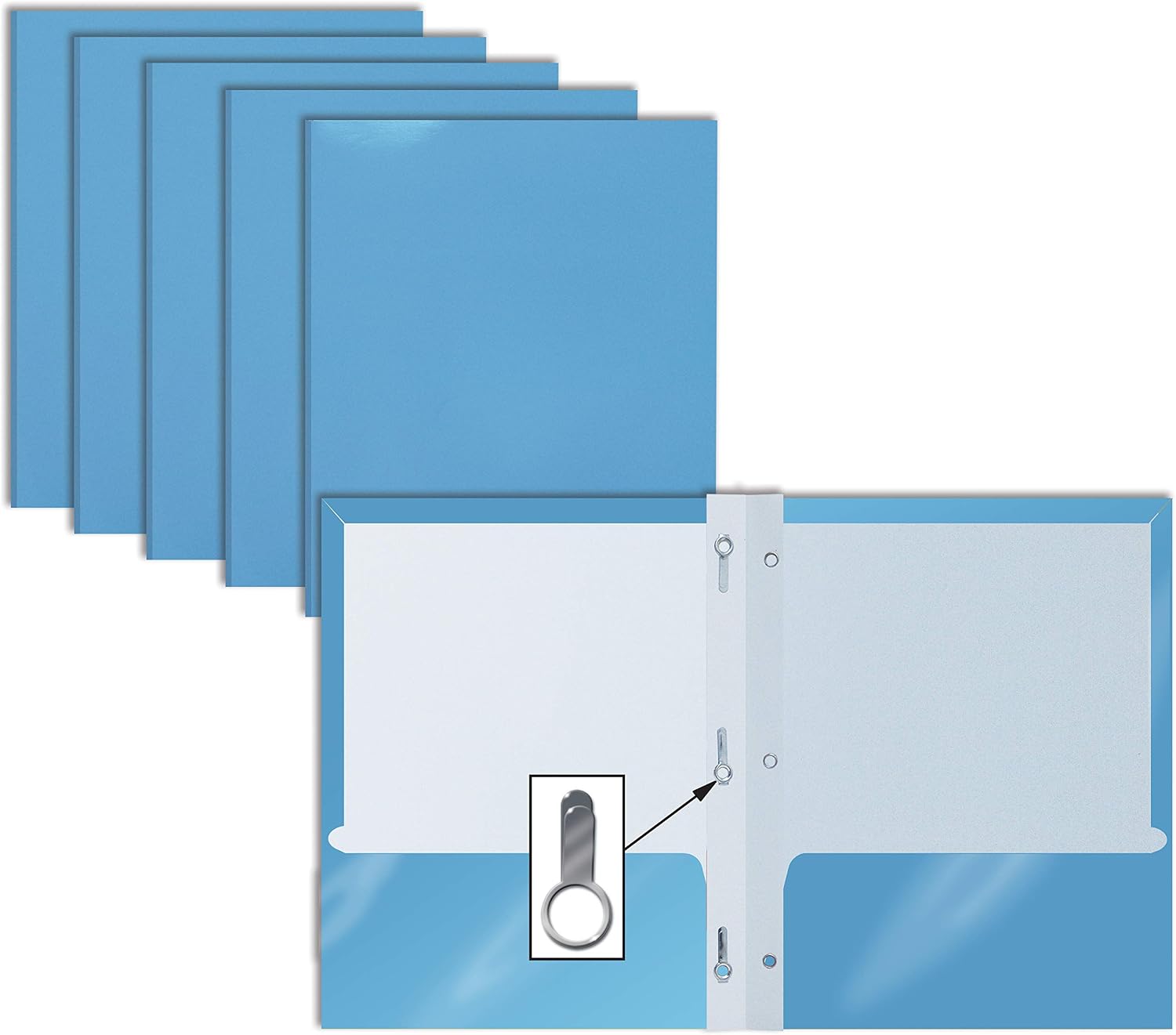 Black Duotang 3-prong Better Office Products 2 Pocket Glossy Light Blue Paper Folders With Prongs 25 Pack Letter Size High Gloss Light Blue Paper Portfolios With 3 Prong On Better Office Products Glossy Folders