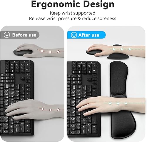 Miniatura 3 de ZIBLY Juego de teclado y mouse para reposamuñecas, almohadilla ergonómica antideslizante para muñeca, fácil de escribir, aliviar el dolor, espuma