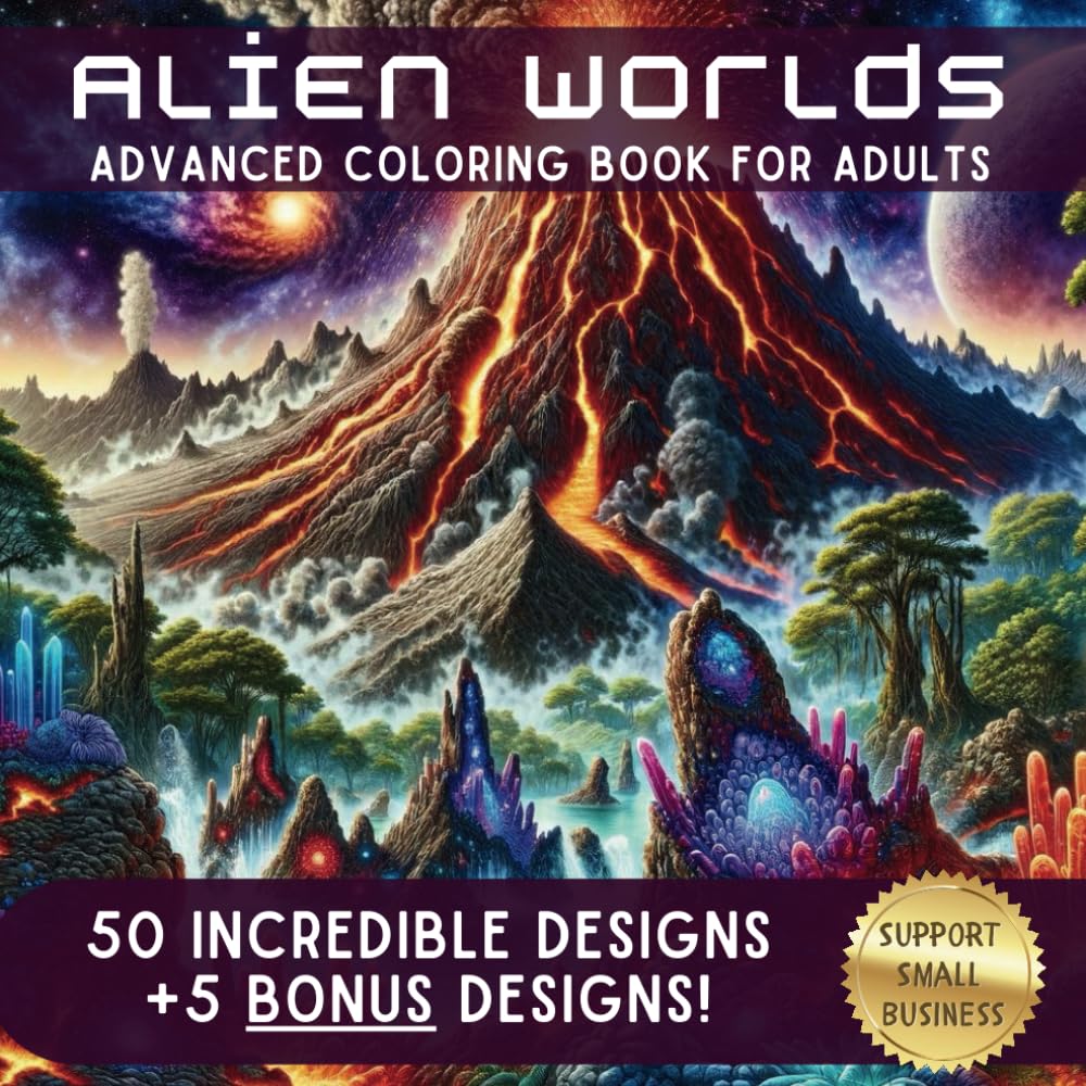 Alien Worlds: An Advanced Coloring Book for Adults