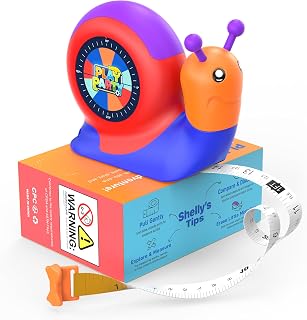 8ft Tape Measure for Kids, STEM Educational Tool with Level, Protractor and Eraser, Retractable Snail Shaped Measuring Tapes, Child-Safe Gift for Boys & Girls 3+, Blue