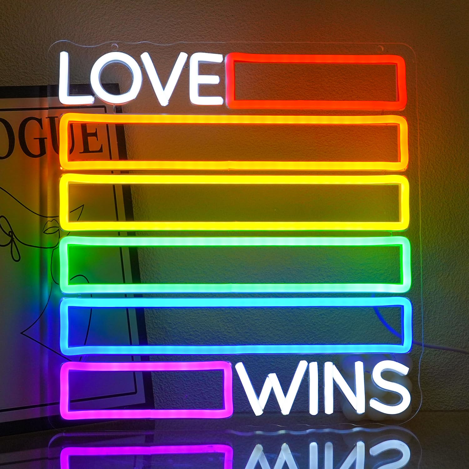 Love Wins Neon Sign for Wall Decor Gay Neon Light Pride Neon Light Sign Lesbian Led Neon Light for Wedding Bedroom Gay Bar LGBTQ Party Pride Month Valentinee