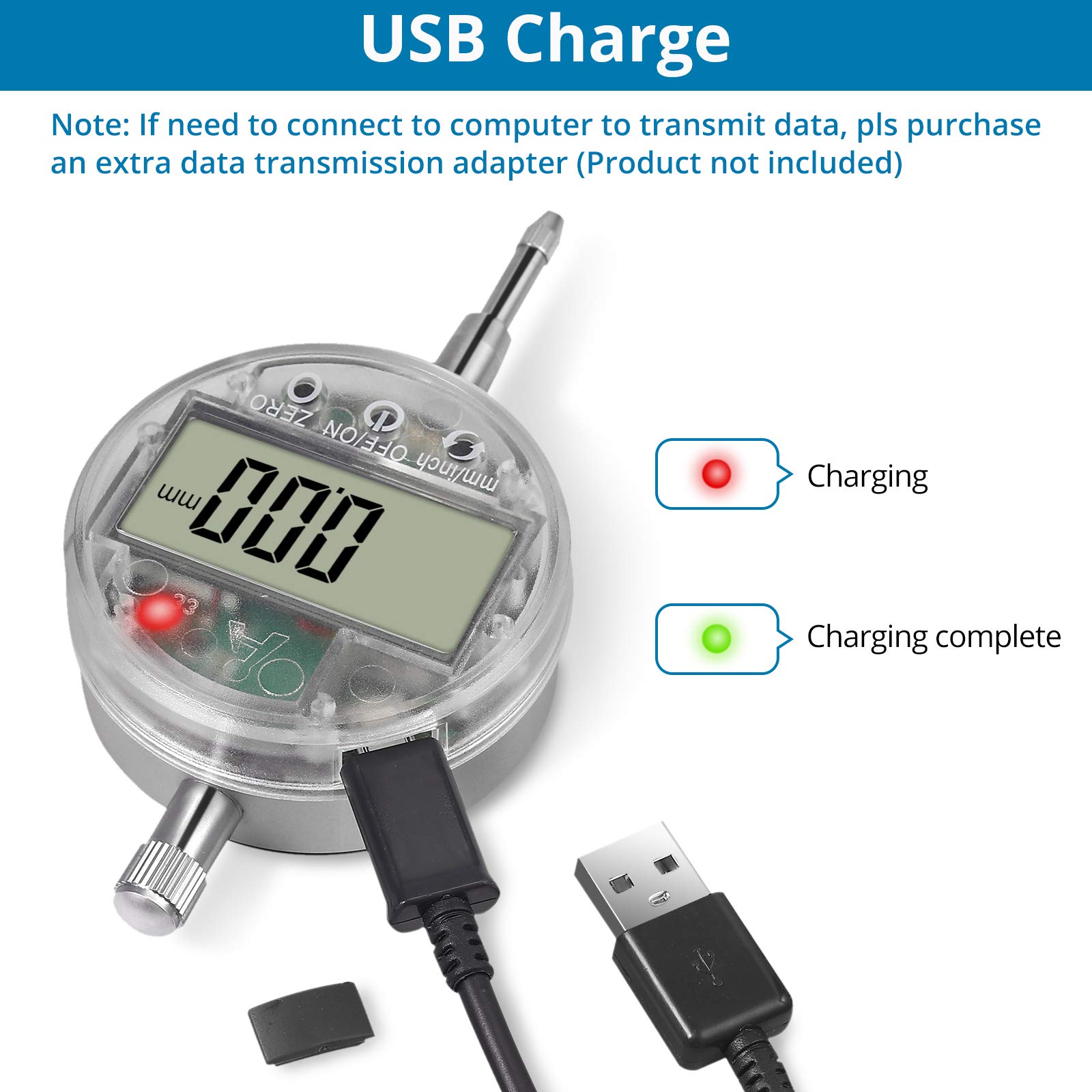 AUTOUTLET Digitale Messuhr 0–25,4 Mm – LCD-Messtaster Mit Hartmetallsonde Und RS232-Schnittstelle