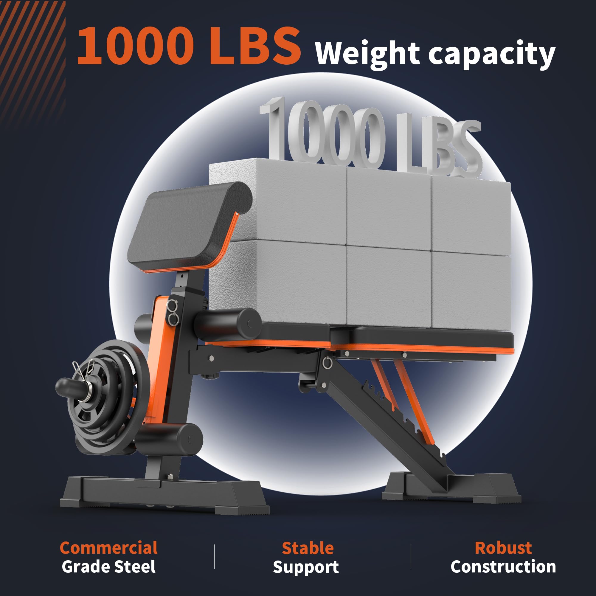 XCHIEF Adjustable Weight Bench - 1000 LBS Heavy Duty Foldable Workout Bench Press with Leg Extension and Preacher Pad, Flat/Incline/Decline, Sit Up Bench for Full Body Strength Training at Home Gym (Upgrade 1000LBS)