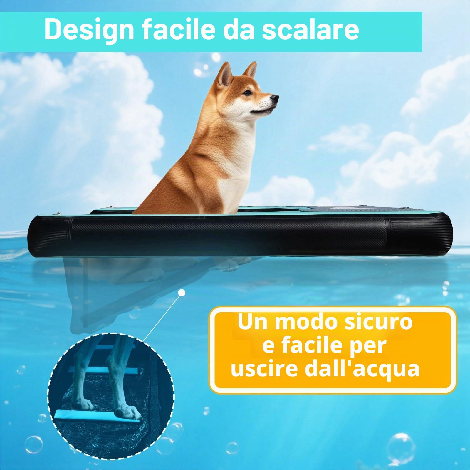 Cani rampa per cani gonfiabile rampa per cani piscina 150x100cm Cane Nautica per cani Gatti fino a 100kg Lago Fiume