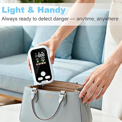 Miniatura 8 de Combo de detector de monóxido de carbono 5 en 1 con alarma de monóxido de pantalla HD, detecta CO, gas natural, humo, temperatura y humedad para el