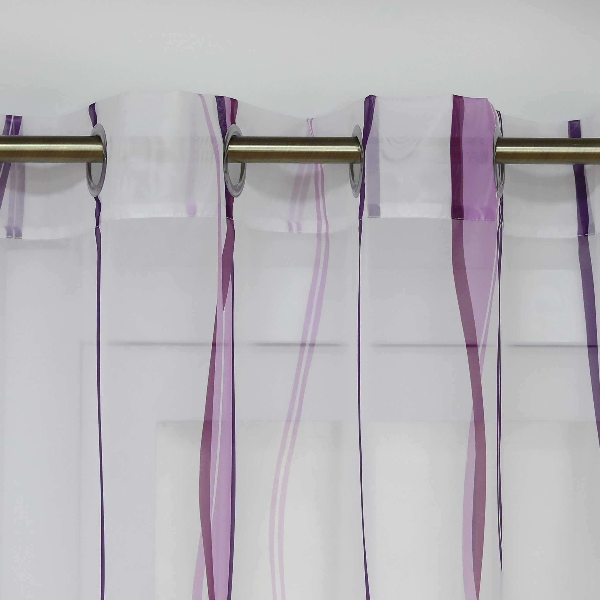 Joyswahl Gardine Voile Vorhang mit Wellen-Muster »Alwine« Schals Fenster Vorhänge BxH 140x225cm Violett mit Ösen 2er Pack