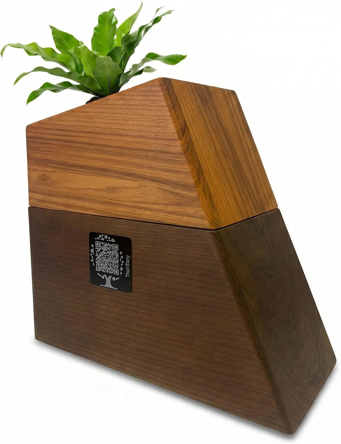 Their Story Matters Wood Urn for Human Ashes, Cremation Urn with QR Code Tag for Online Memorial Page, Personalized Keepsake Box for Photos, Videos and Stories