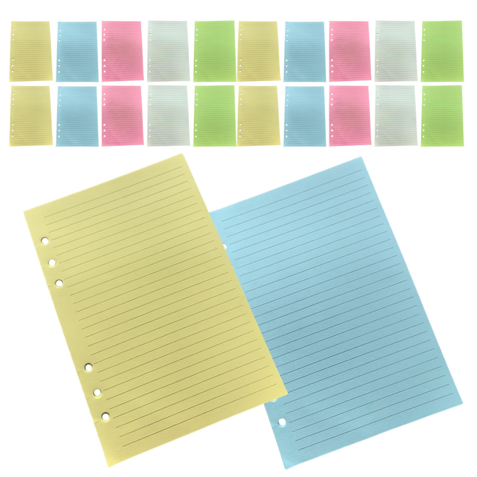 BETOOKY Papel para Cuaderno de 6 Agujeros A5 Líneas Horizontales, Doble Cara, 80gsm, Adecuado para Planificación y Uso Escolar Escritura Suave