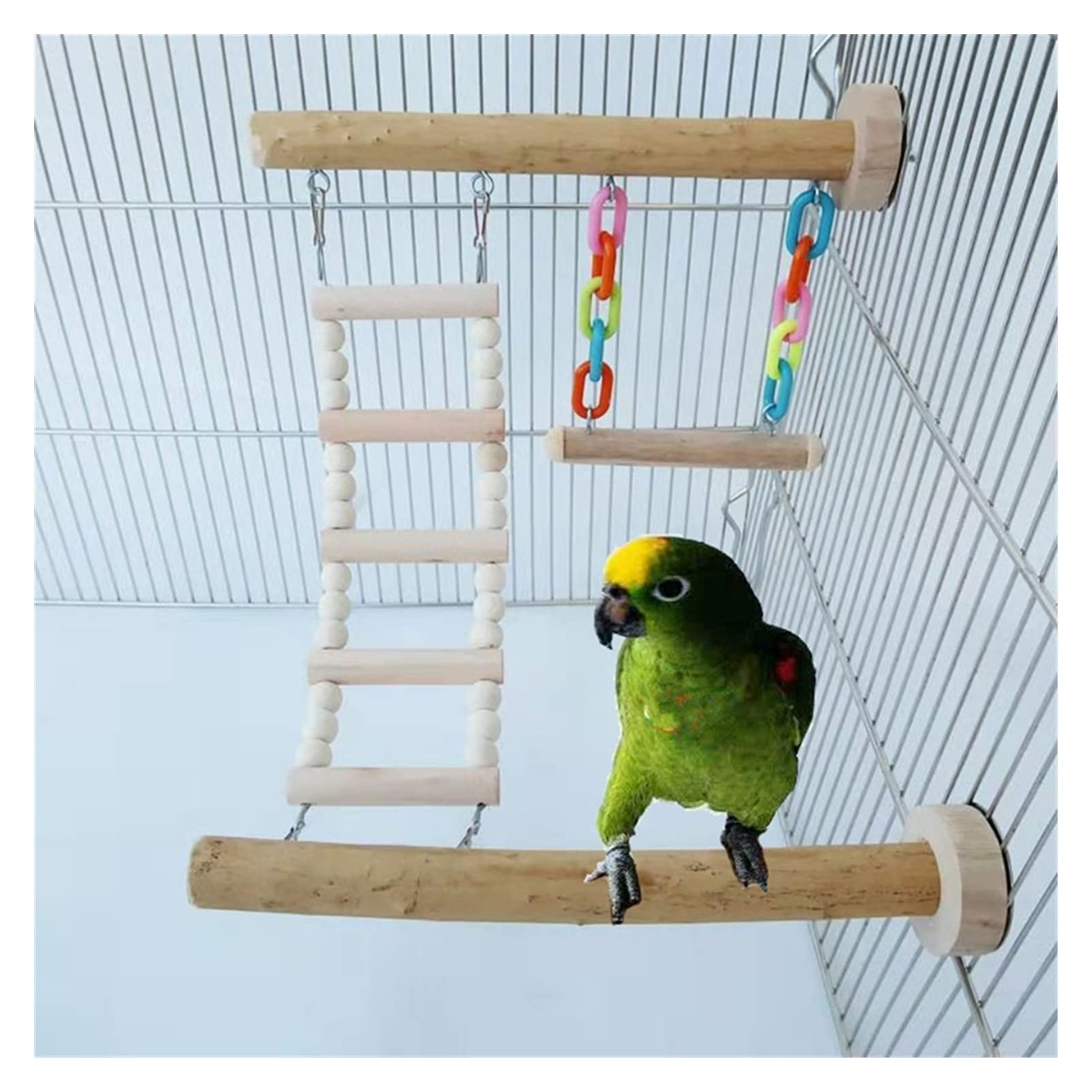 Juguete para pájaros, madera, pájaro, barca, juguete, loro, columpio, escalera de escalada Birdcage, juegos de gimnasios, parque infantil para periquitos, cockatiel, tortolitos