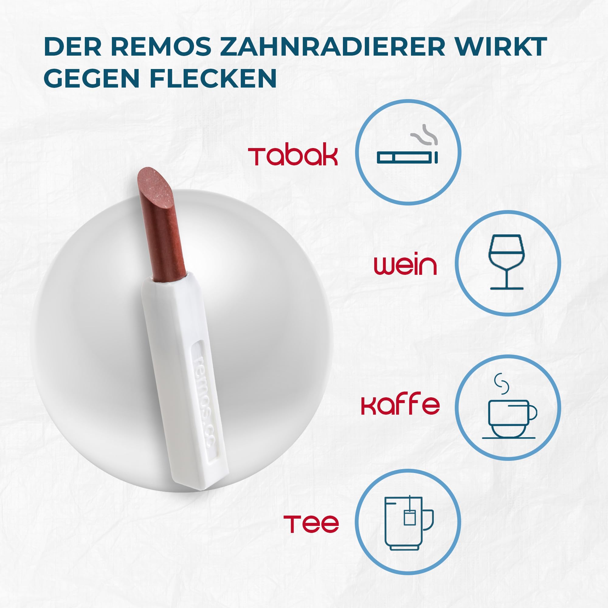 REMOS gumka do zębów – polerka do zębów w przypadku przebarwienia zębów dzięki tytoniu, herbacie, winie, usuwaniu plam, rozjaśnianiu