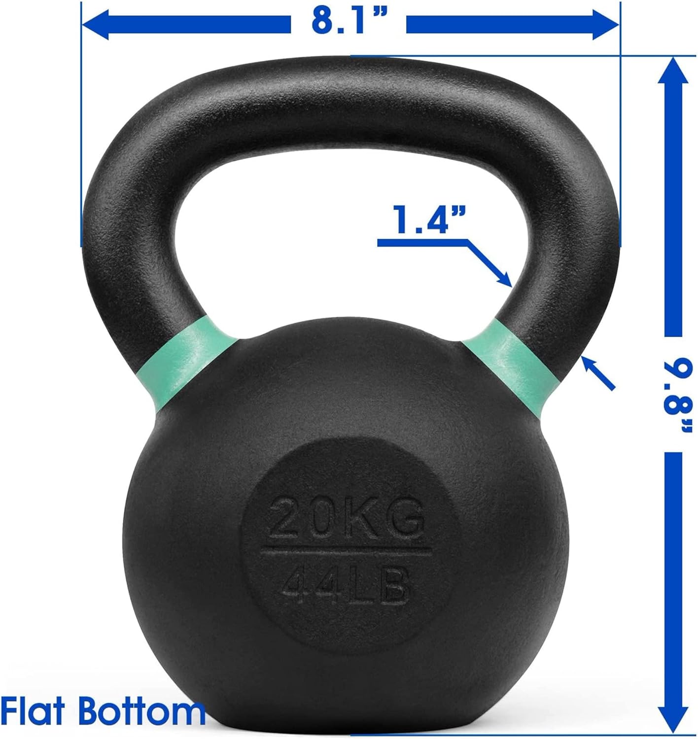 Yes4All Powder Coated Kettlebell Weights with Wide Handles & Flat Bottoms – 20kg/44lbs Cast Iron Kettlebells for Strength, Conditioning & Cross-Training, h - green - 20 kg / 44 lb, XUT6 : Sports & Outdoors