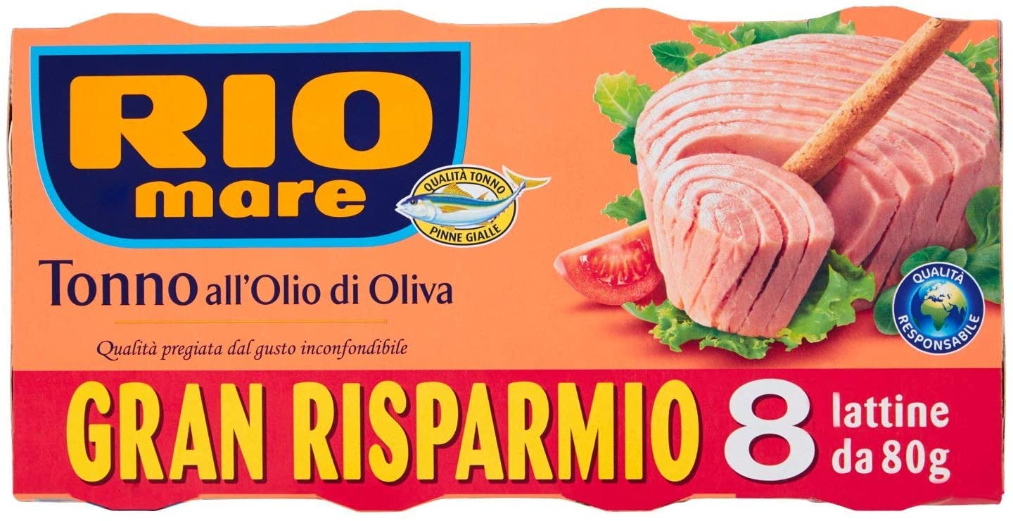 OFFERTA Zeus Party - Rio Mare - 3 -Confezioni di Tonno all'Olio di Oliva, Qualità Pinne Gialle, 8 Lattine da 80g