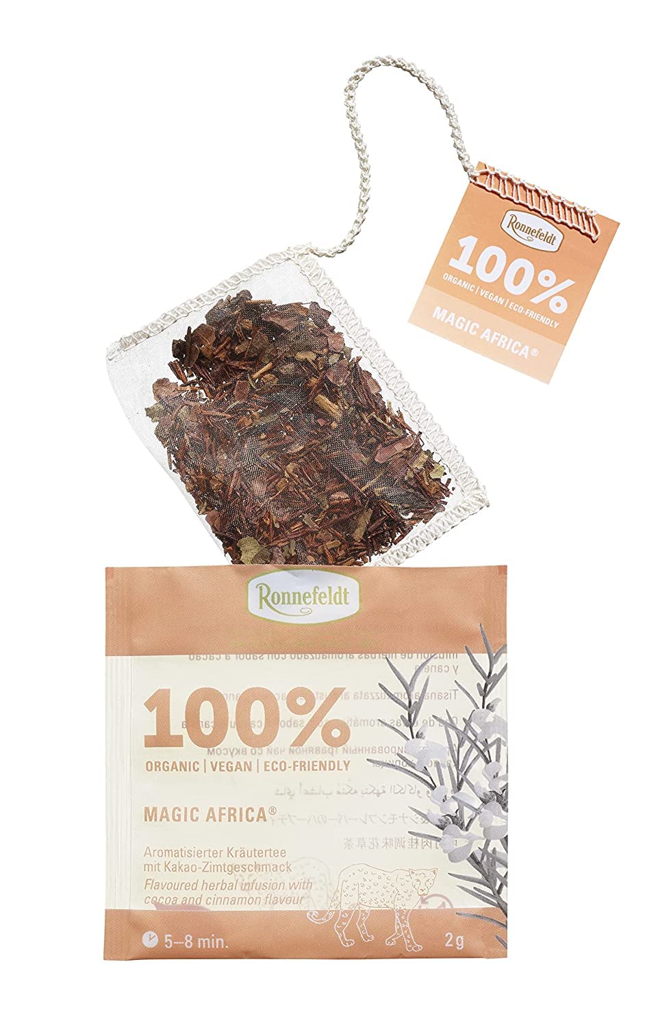 Ronnefeldt 100% Magic Africa® - BIO Kräutertee m. Kakao-Zimtgeschmack, 15 Teebeutel à 2 g, 30 g | Organic | Vegan | Eco-friendly, Menge:6 Stück