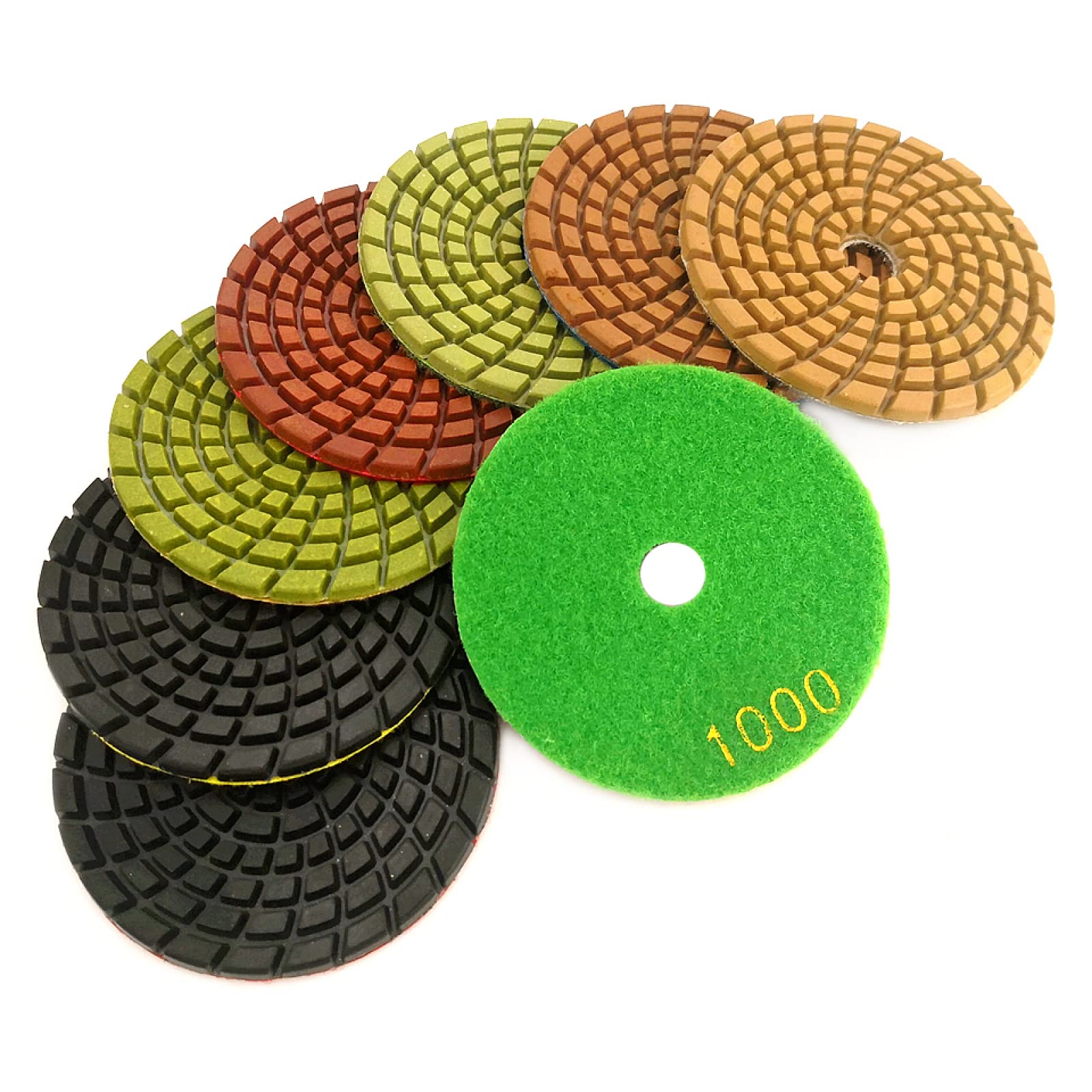 7 Uds. Almohadillas Para Pulir Diamantes De 4 Pulgadas De Espesor 4mm Almohadilla Para Pulir Suelos De Hormigón De Diamante Húmedo Para Discos De Molienda De Piedra De Mármol,Granos 50