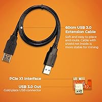Vista 5 de PCIE Riser VER 011 PRO - Extensión gráfica de 1x a 16x para minería de GPU, cable USB 3.0 de 23.6 in, 10 condensadores sólidos, 12 luces LED, 2 x 6