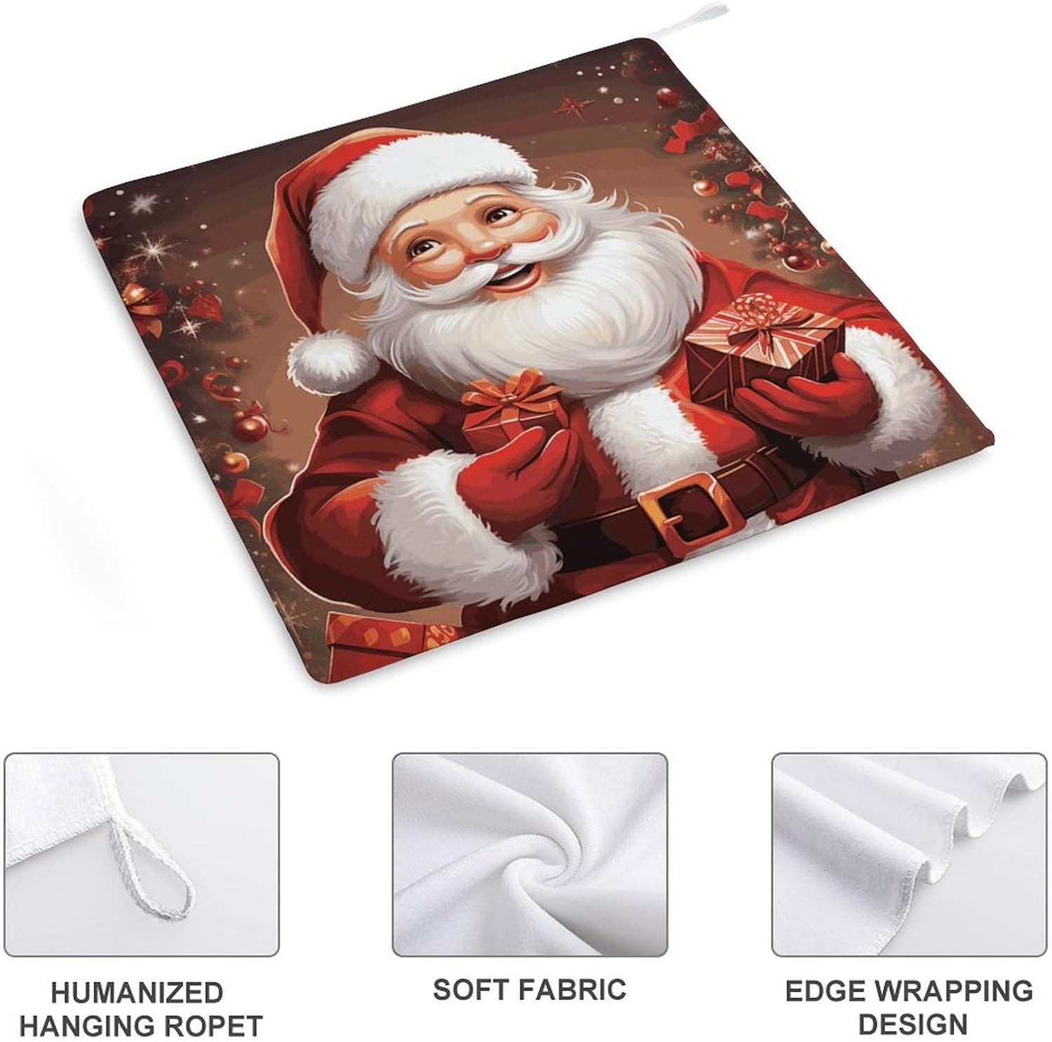 Santa Claus Xmas Gifts Kitchen Towels Set -1PCS Super Absorbent Hand Towels, Soft Face Towel Set with Hanging Loop Lightweight Quick Dry Microfiber Dish Towels for Yoga Camping Hotel Spa Travel image 3