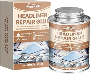 Flexible & Waterproof Headliner Repair Glue 125 ml with Brush – Strong Adhesive for Car Roof, Fabric, Leather, Plastic & Rubber – Quick Set, Clear Finish for Auto Interior Upholstery