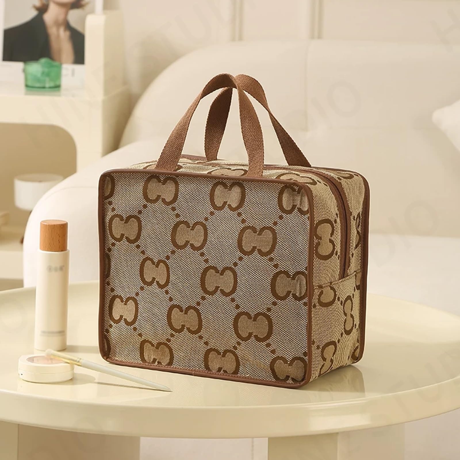 Spalancato Porta Trucchi Trousse Trucchi Donna Organizer, Beauty Case da Viaggio Donna Pochette Trucchi Make up Bag, Tasca Interna con Cerniera, la Soluzione Ideale Organizzare