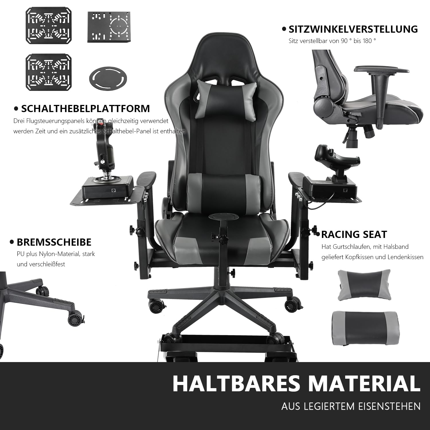 Anman X56 Flugsimulator Cockpit mit Pedal Ständer Passend für Thrustmaster A10C Hotas Warthog, für Logitech X52,Lenkrad, Handbremse, Pedale nicht enthalten