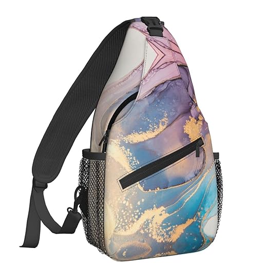 Foruidec Crossbody Backpack For Men Women Sling Bag, Luxury Marble Pattern Chest Bag Shoulder Bag Lightweight One Strap Backpack Multipurpose Travel Hiking Daypack