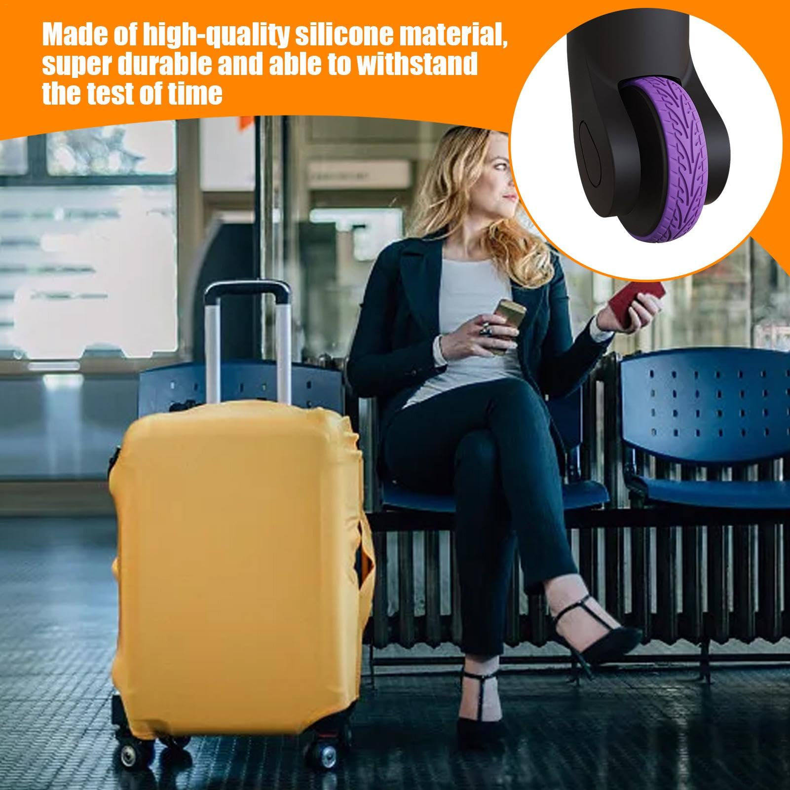 Protezione ruota bagaglio copriruota ruota bagaglio copertura ruote in | silicone 8 pezzi copertura protettiva in silicone per ruota filatore bagagli da viaggio, viola., Se référer au