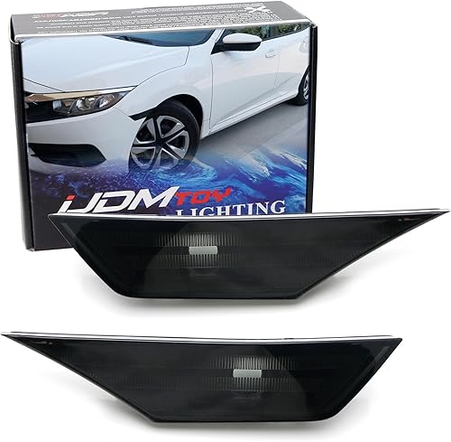 Miniatura 10 de iJDMTOY JDM - Carcasas de lámpara de marcador lateral frontal con lente blanco esmerilado semidansparente compatible con Honda 2016-21 Civic Sedan