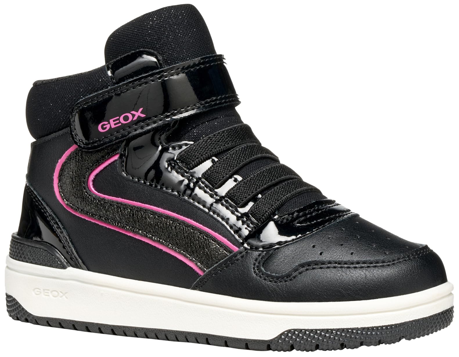 Geox J WASHIBA Girl Sneaker, Black/Fuchsia, 11.5 UK Child