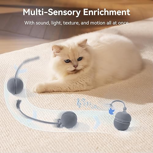 Miniatura 6 de Cheerble Juguetes interactivos para gatos de interior  Wicked Ball Duo 2 juguete automático para gatos con conchas intercambiables duales, juguete