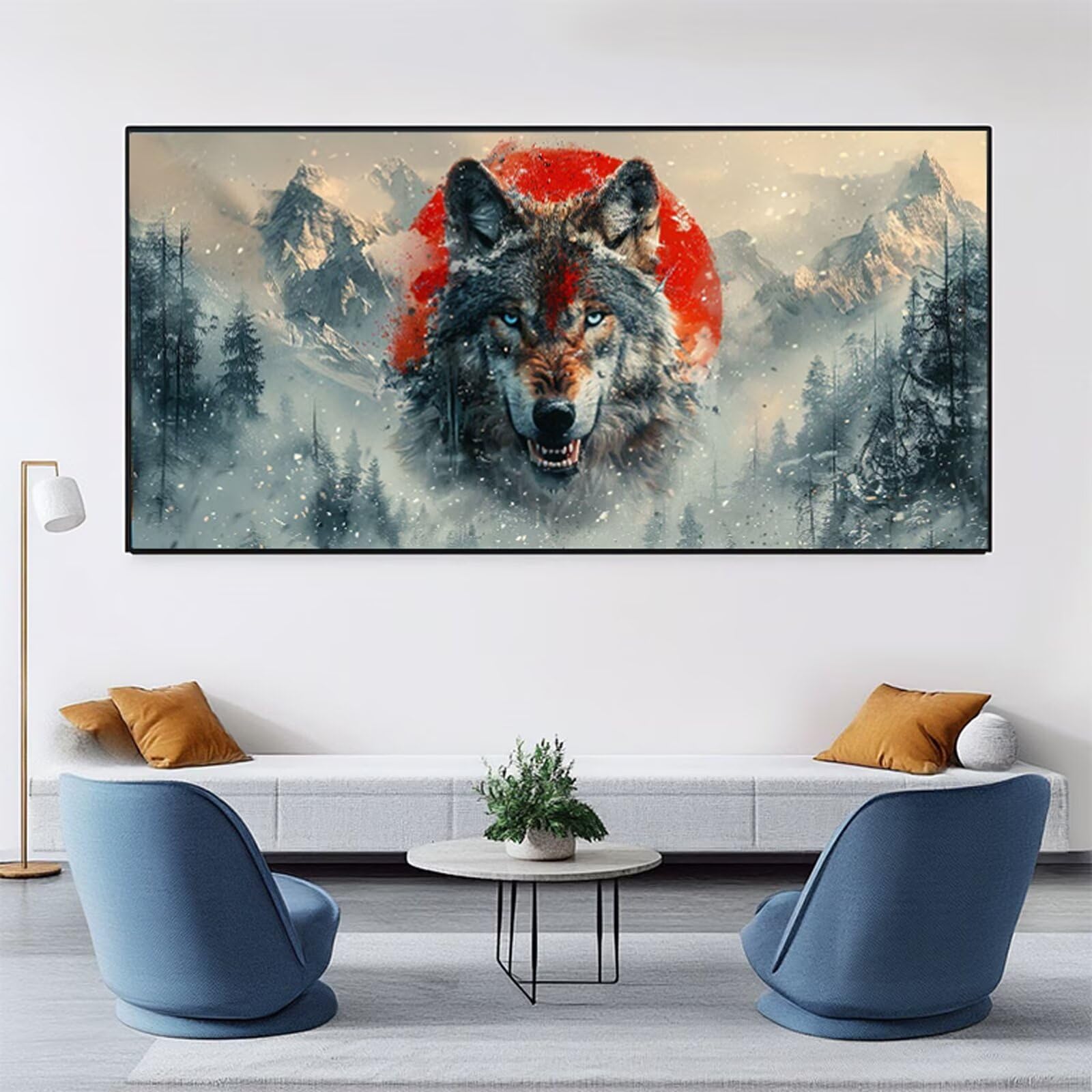 Malowanie numerami dla dorosłych wilk numer góry DIY kolorowanie według numeru dla dorosłych 70 x 140 cm z pędzlami i akrylami, nieoprawiony, zestaw aktywności do letniej dekoracji domu salonu