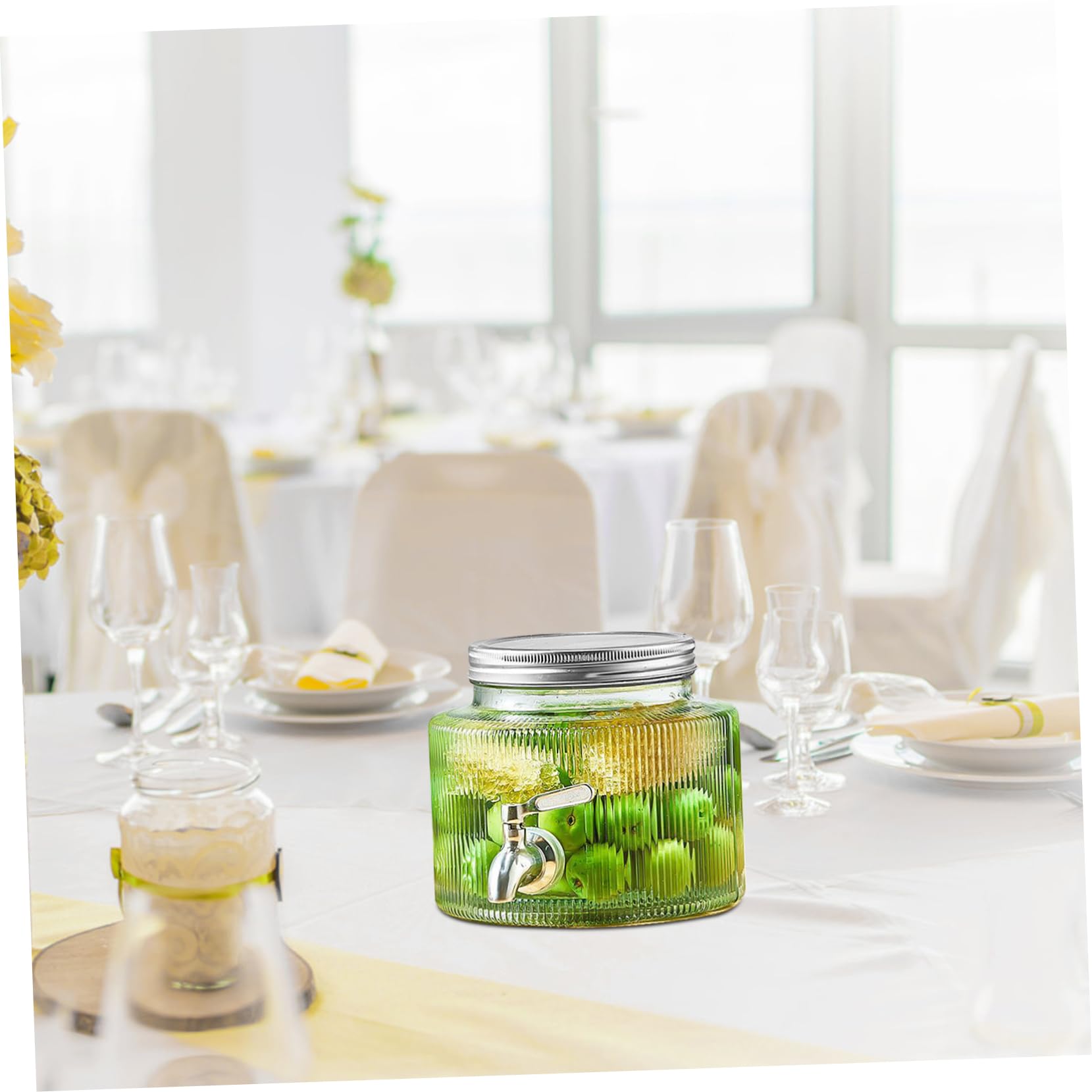 Dispensador de Bebidas con Grifo 2, 8 L de Vidrio Blanco