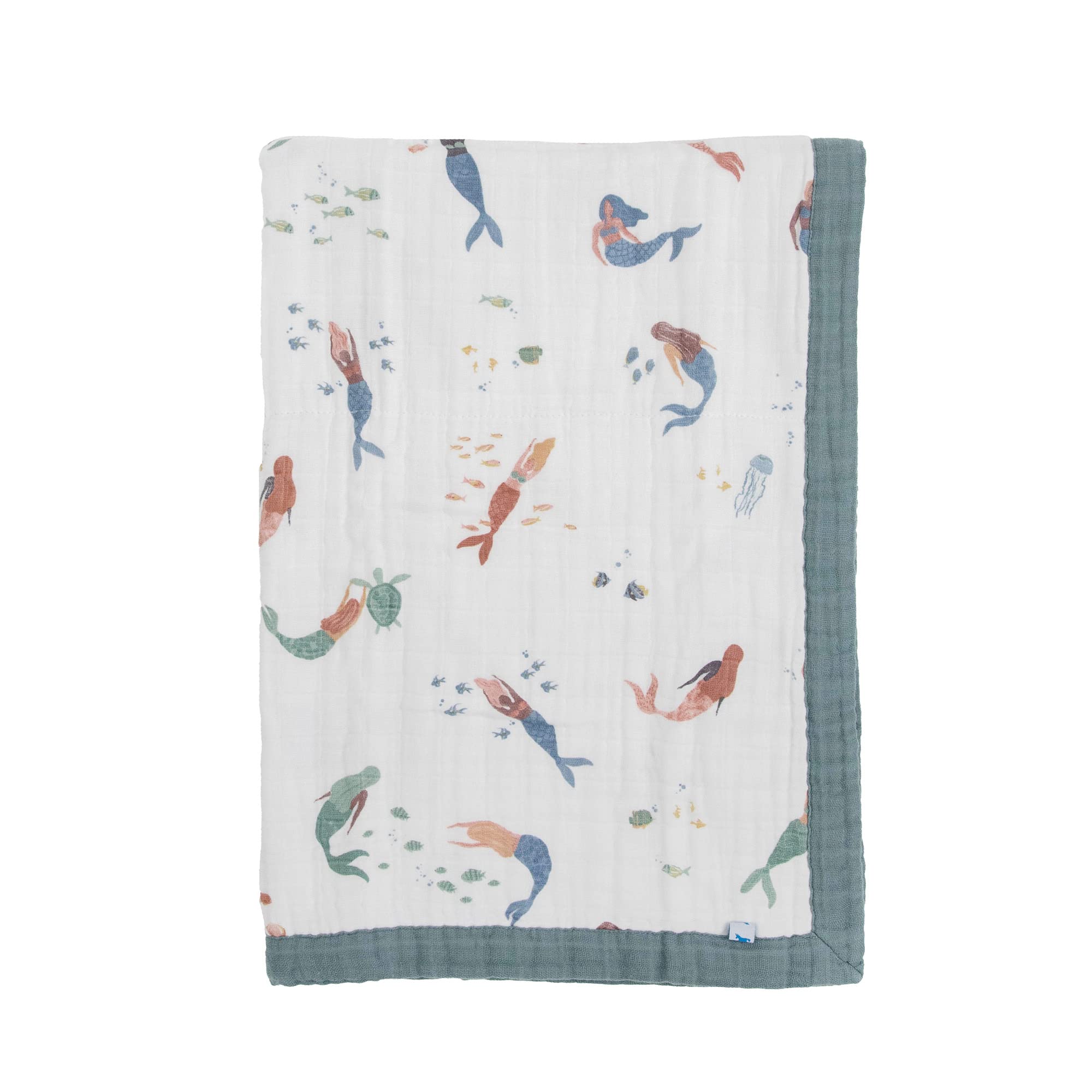 Little Unicorn Newborn Receiving Quilt | Ultra- Soft, Multi-Layered Muslin Fabric | Gift for Newborns &amp; on-The-go (Mermaids)