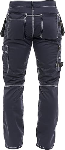 Miniatura 5 de Fashio - Pantalones de construcción para hombre, con bolsillos para herramientas de carpintero, con cordón reforzado hasta la rodilla, pantalones de