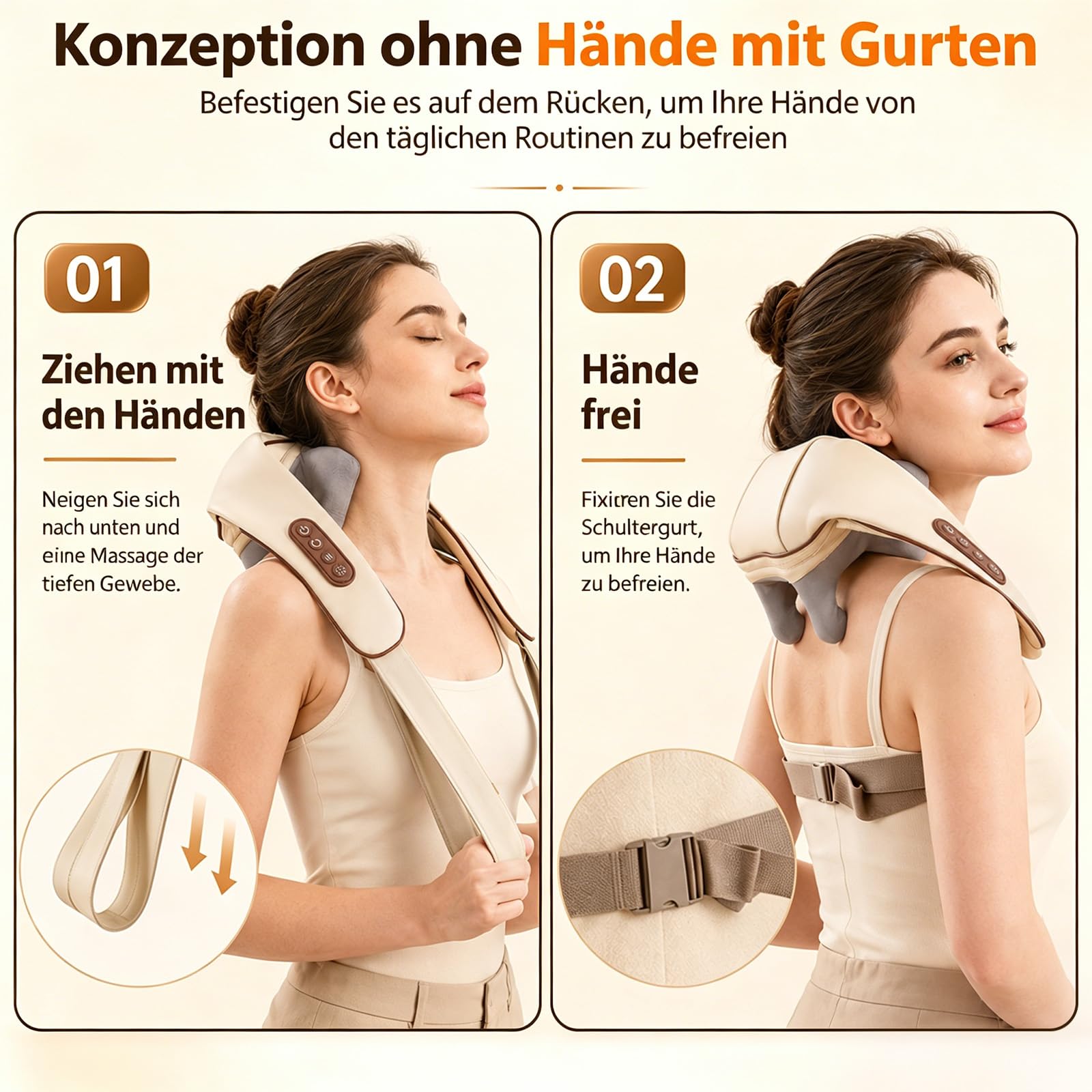 Elektrische Nackenmassagegeräte, Shiatsu Neck Massager Nackenmassagegerät Kabellos mit Wärme Tief Kneten Massage Kissen Geschenke für Nacken Schulter Rücken Frauen Männer