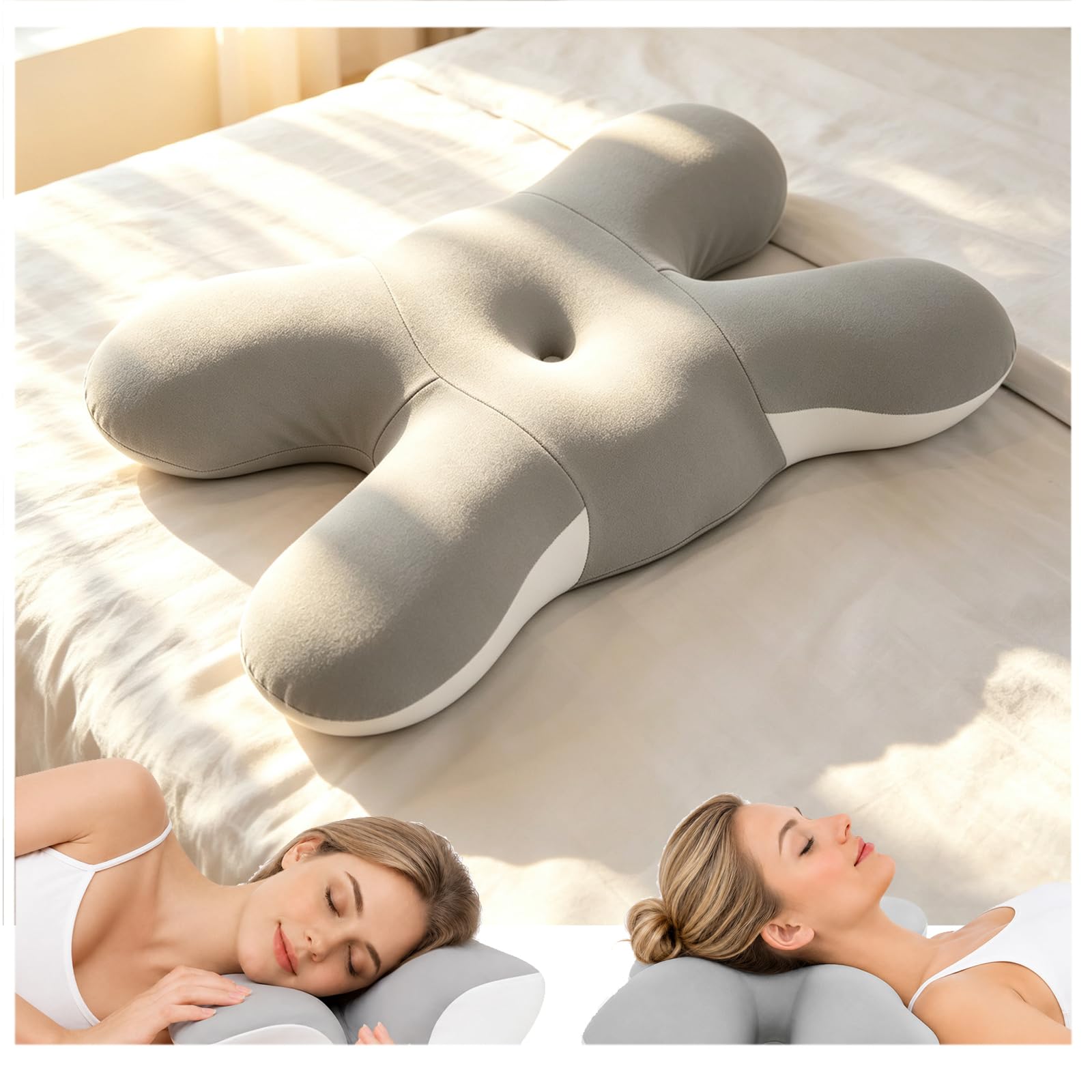 Anti Falten Kissen Schmetterlingskissen aus Memory Foam mit 6 Zonen – Nackenstützkissen Seitenschläfer mit kühlendem Bezug, atmungsaktives Anti Schnarch Kissen Gegen Schnarchen und Schlaffalten