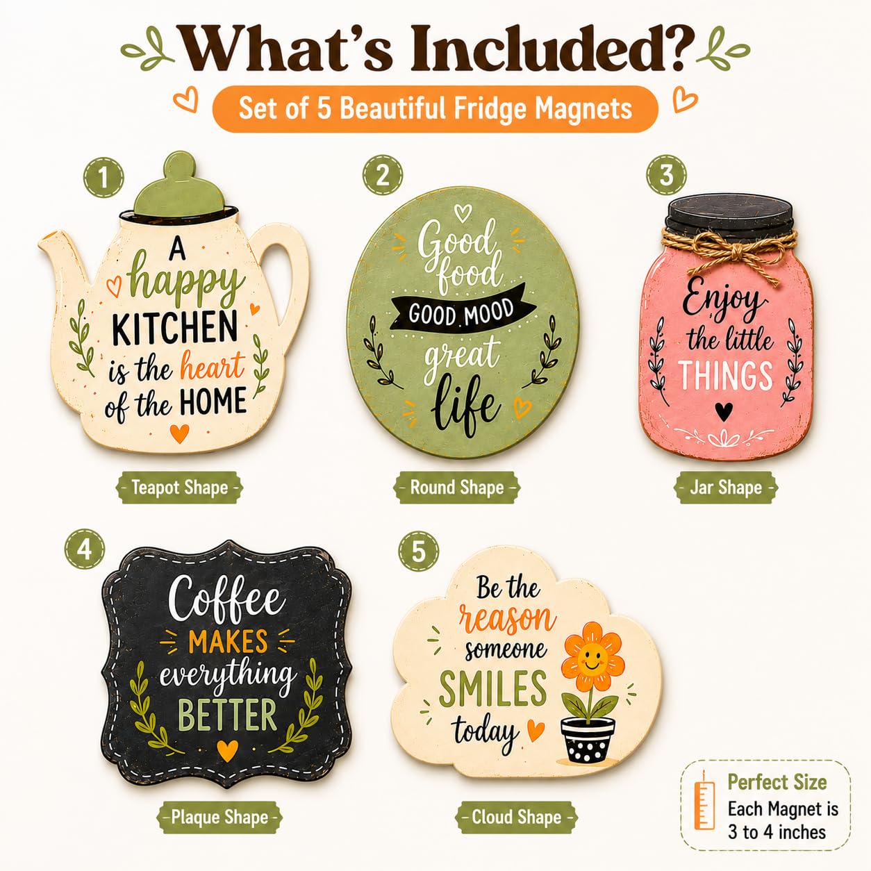 Wooden Fridge Magnets - Kitchen Decor & Quotes -3 Wooden Fridge Magnets - Kitchen Decor & Quotes -3