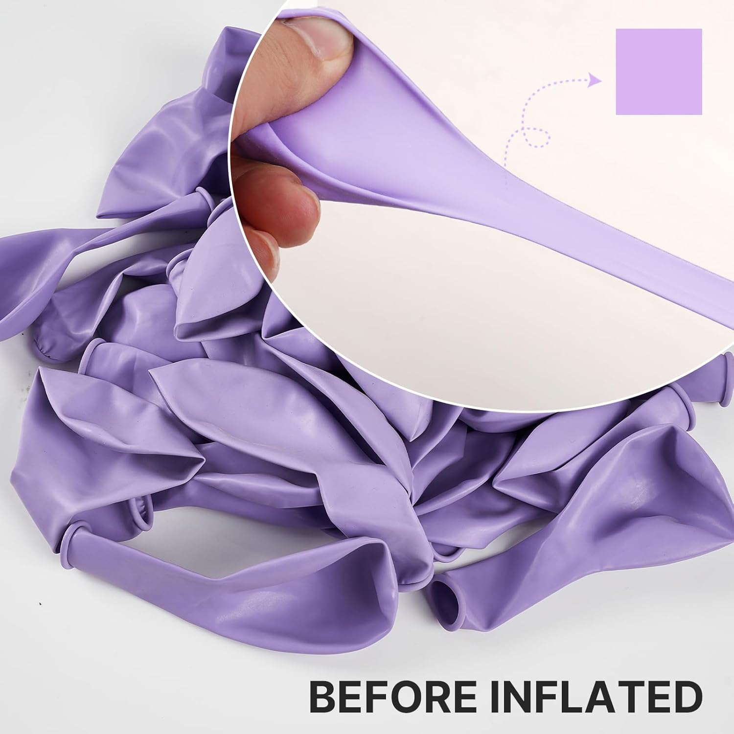 PartyWoo Lavender Balloons 152pcs Different Sizes Pack of 18 12 10 5 Inch Light Pastel Purple Lilac Balloon Arch Kit for Baby Shower Bachelorette Fairy Birthday Princess Party Decorations Purple-Q10
