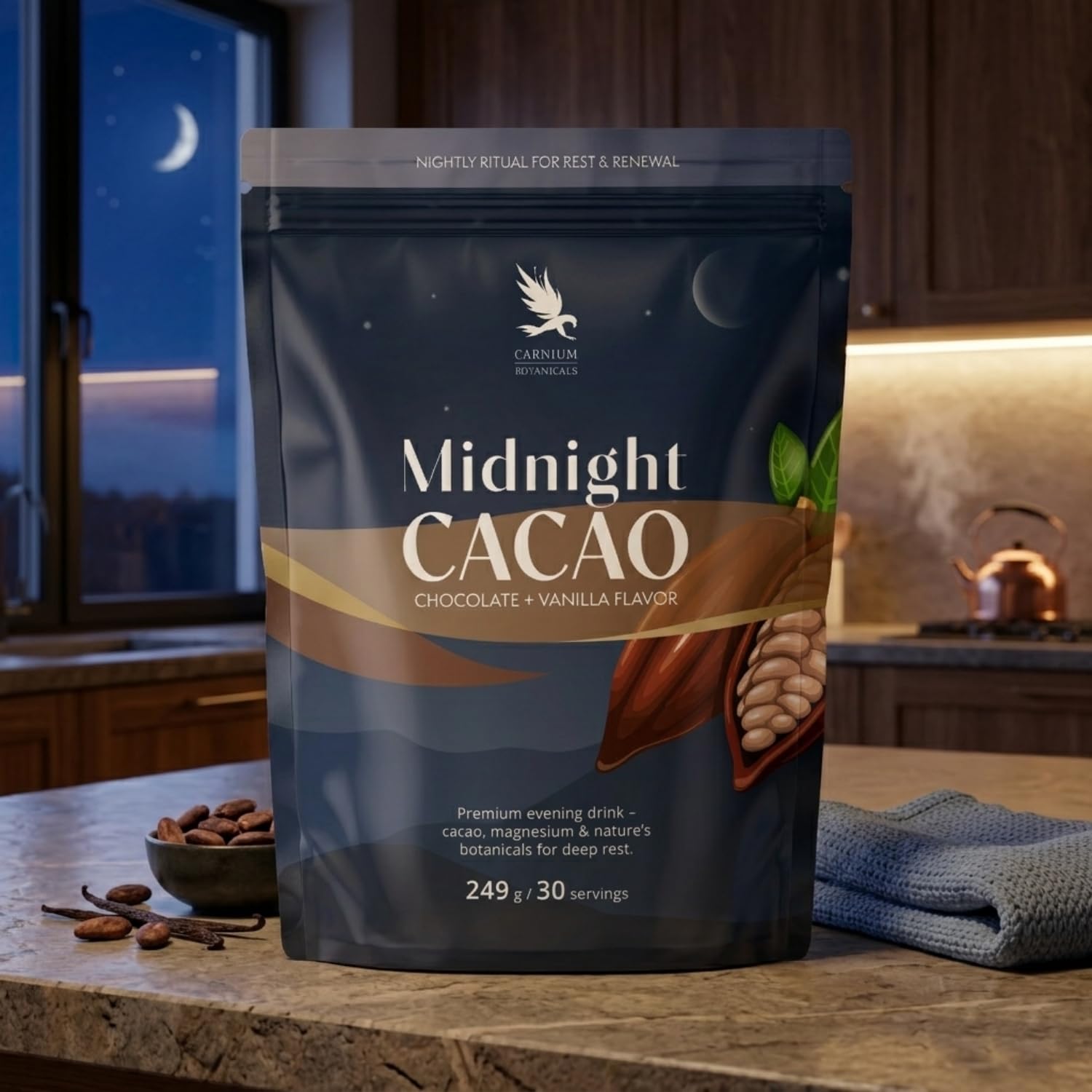 Carnium Botanicals Midnight Cacao – Kakao w Proszku, 249 g